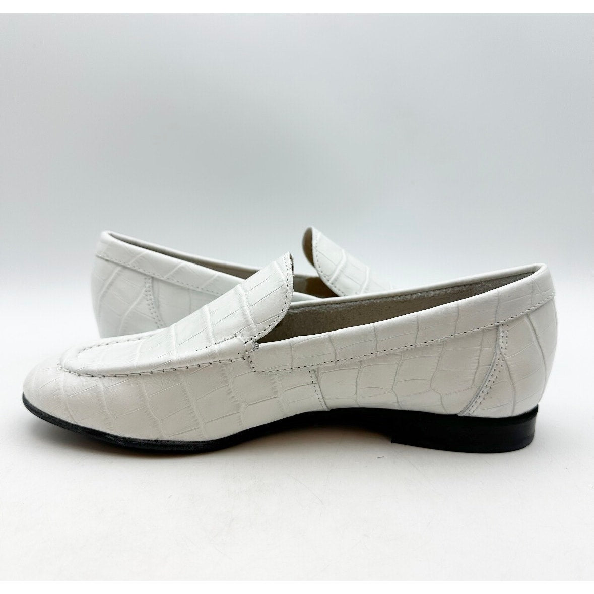 Marc Joseph New York Womens Madison Ave Loafers Size 5 M White Croco Leather NIB