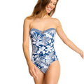 TOMMY BAHAMA Island Cays Bandeau One-Piece Swimsuit Size 14 Blue Blooms NWT