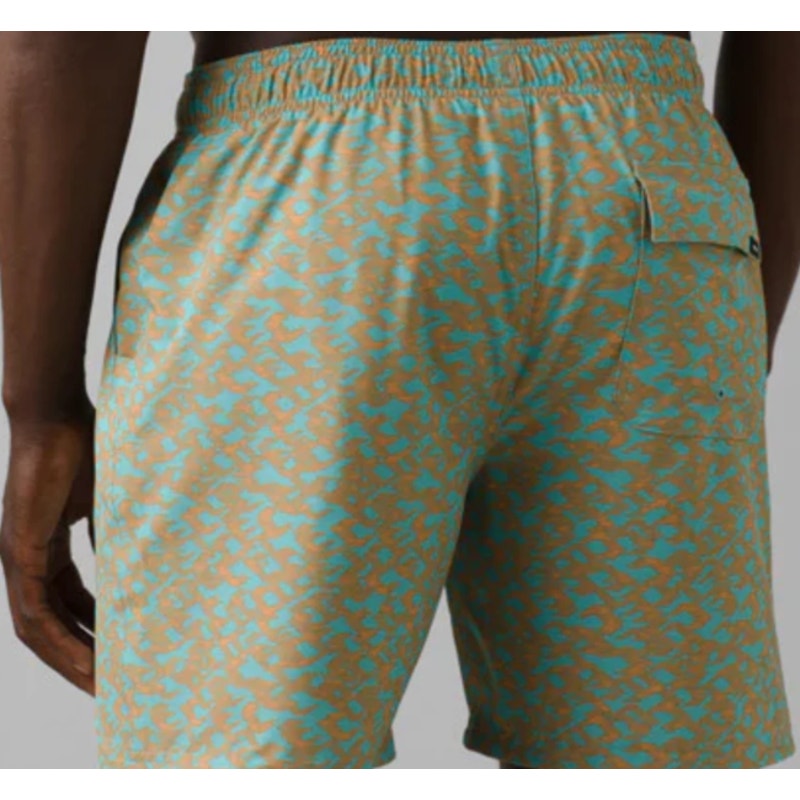 PRANA Men's Plunge Swim Shorts XXL Blue Tan Aqua Current 6" Inseam NWT