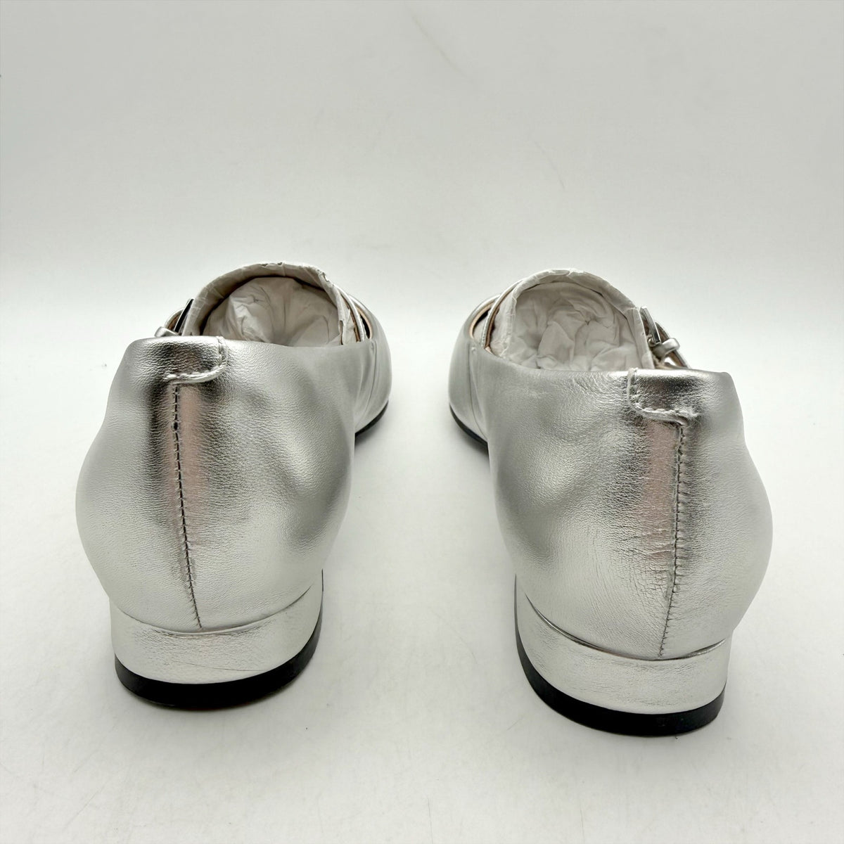Rockport Womens Taren Flats Size 7 WIDE Silver Metallic Leather Mary Janes NWOB