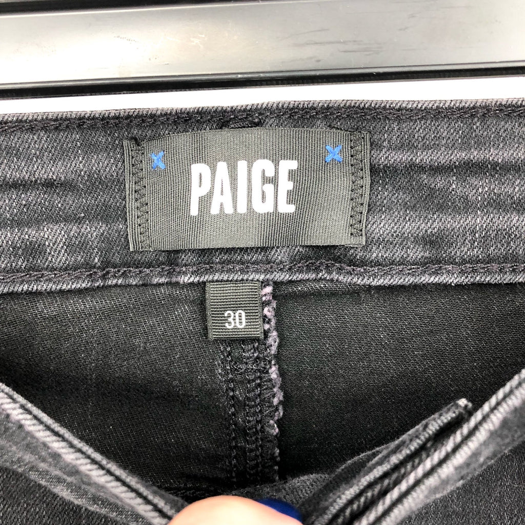 PAIGE Women's High Rise Laurel Canyon Flare Jean Size 30 US 10 Black Willow NWT