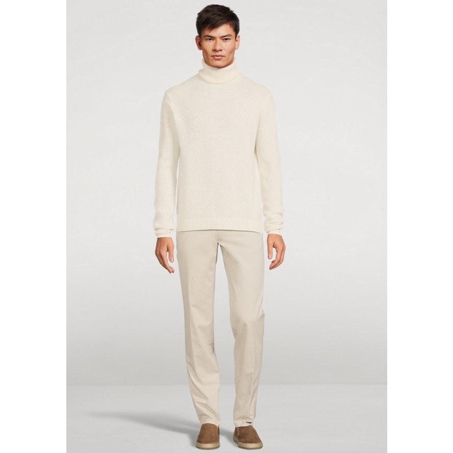JACK VICTOR Mens Renfrew Cashmere Turtleneck Sweater XL White Ecru Cashmere NWT