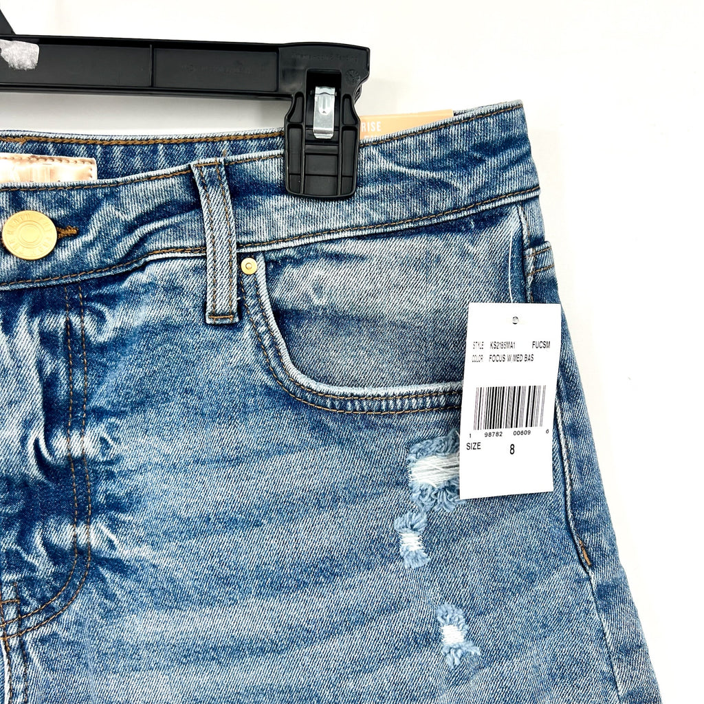 KUT FROM THE KLOTH Hailey Denim Shorts Size 8 Blue Focus Raw Hem High Rise NWT