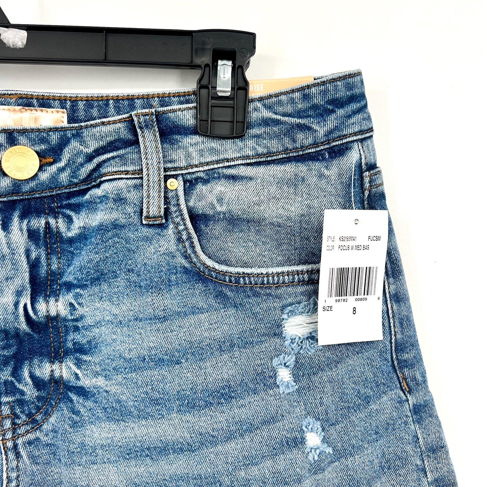KUT FROM THE KLOTH Hailey Denim Shorts Size 8 Blue Focus Raw Hem High Rise NWT
