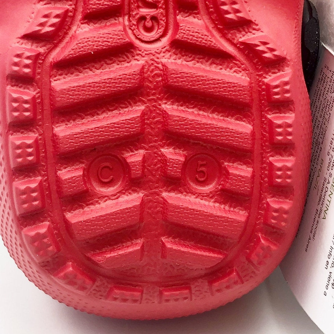 Crocs Unisex Kids Santa Classic Clogs Size C5 Festive Red White Black NWT