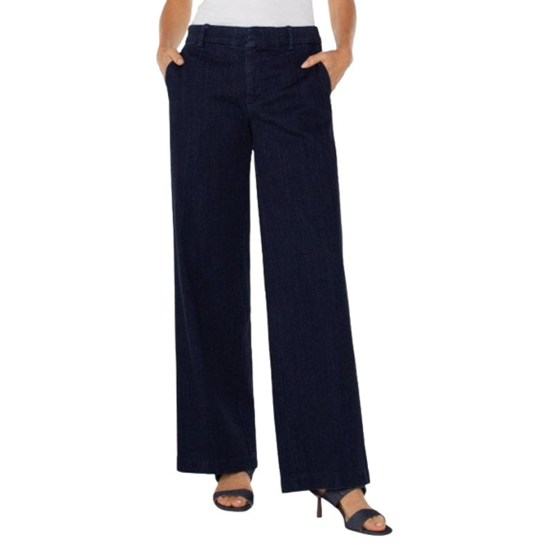 LIVERPOOL Womens Kelsey Wide Leg Trouser Jeans Size 12 Dark Blue Indigo NWT