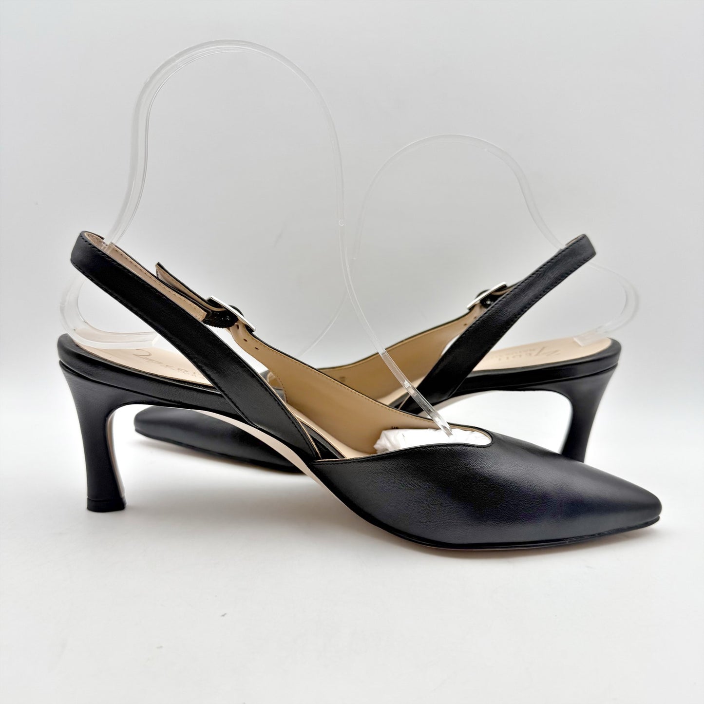 27 EDIT Womens Felicia Slingback Heels US 8.5 M EU 39 Black Leather NIB