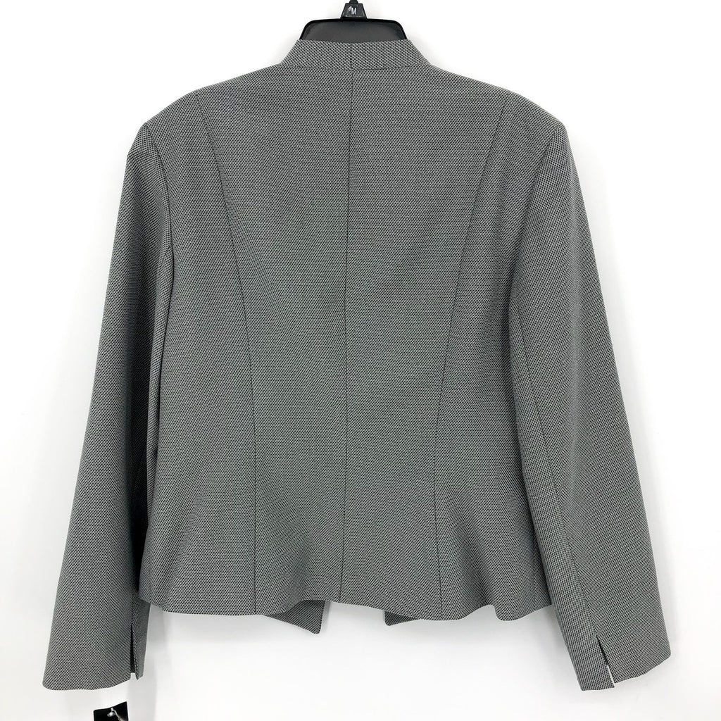 LE SUIT Collarless Open-Front Suit Jacket 6 Black White Micro Pattern Blazer NWT