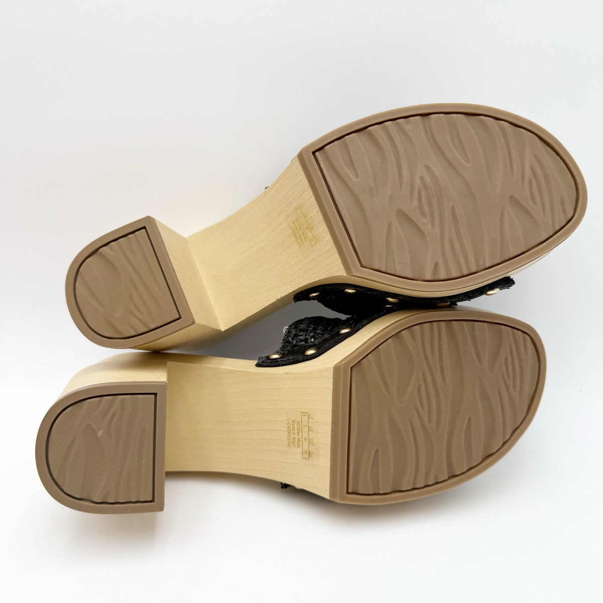 Franco Sarto Womens Capri Dressy Heeled Sandals Size 8 M Black Natural Wood NIB
