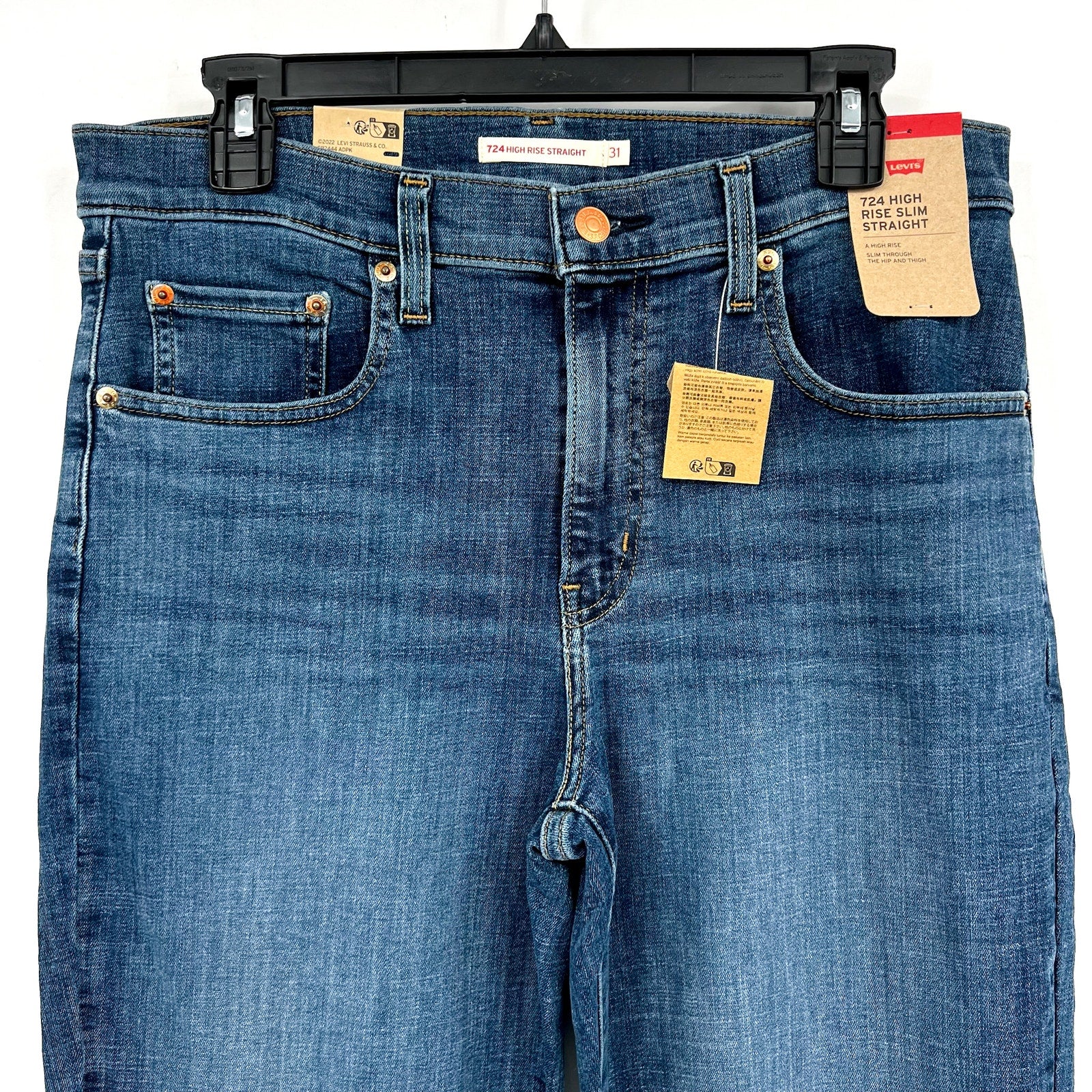 LEVI'S Womens 724 Straight Slim Jeans 31x30 US 12 Way Back Blue 18883-0238 NWT