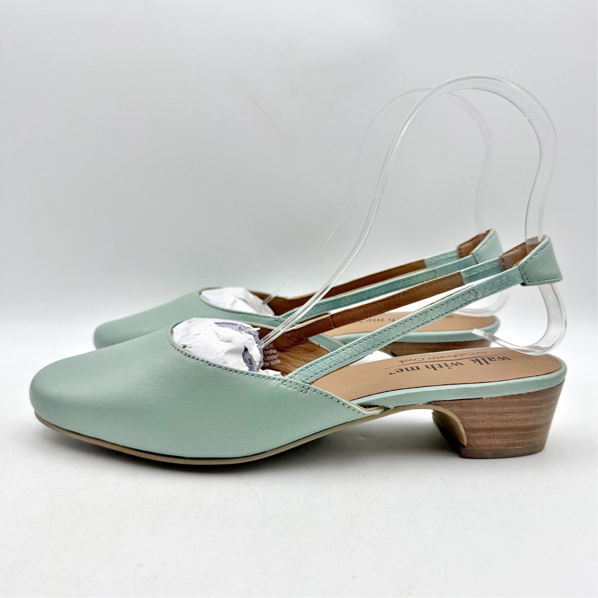 Coldwater Creek Womens Josie 2 Slingback Heels Size 9.5 Sea Green Leather NIB