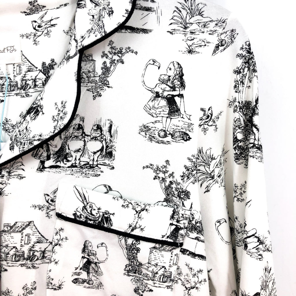 BEDHEAD PJs Womens Alice In Wonderland Pajama Set Small White Long Sleeve NWT