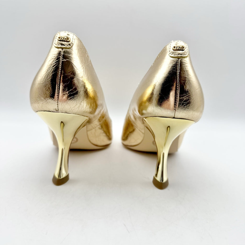 Michael Kors Womens Luna Mid Pumps US 6M EU 36.5 Gold Leather NIB
