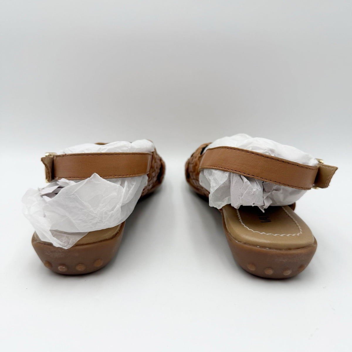 Vaneli Womens Tagus Sandals US 8 Narrow Camel Brown Burnished Woven Leather NIB