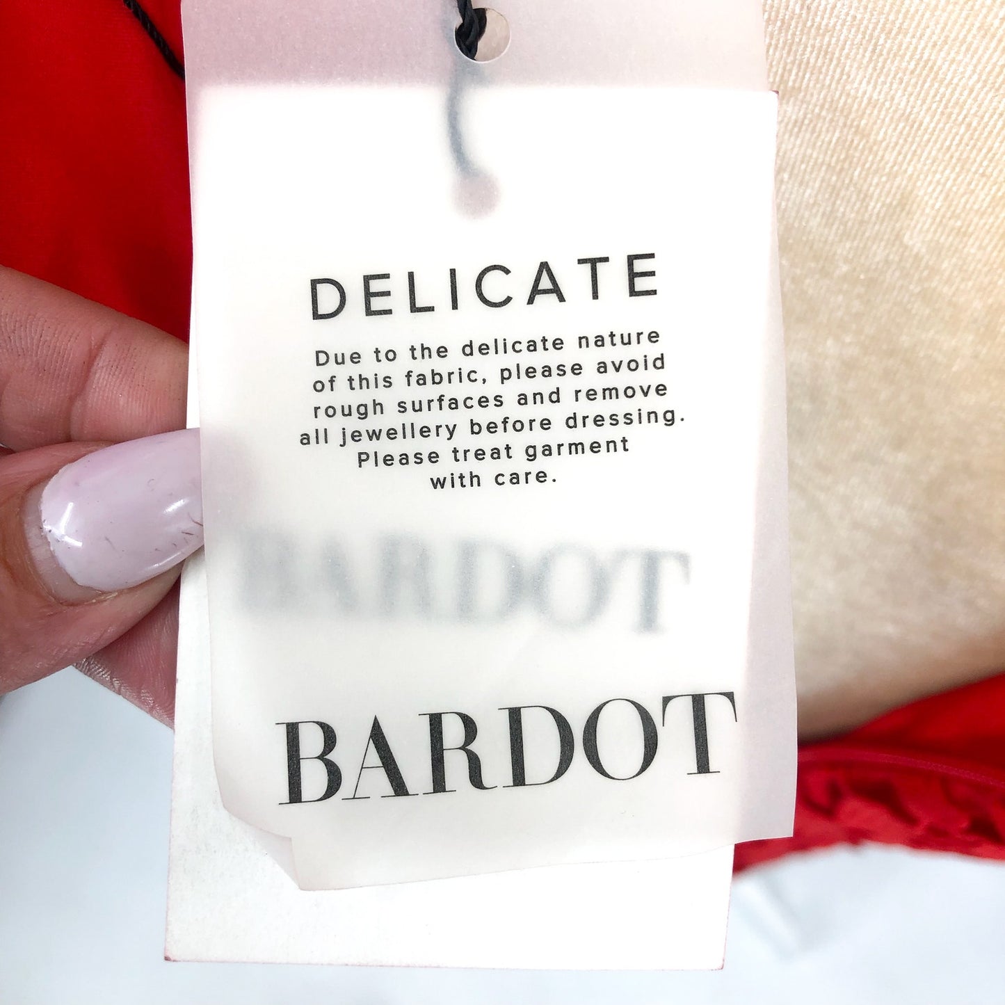 Bardot Ariel Leaf Lace Midi Dress US 6 Small Lipstick Red Spaghetti Straps NWT