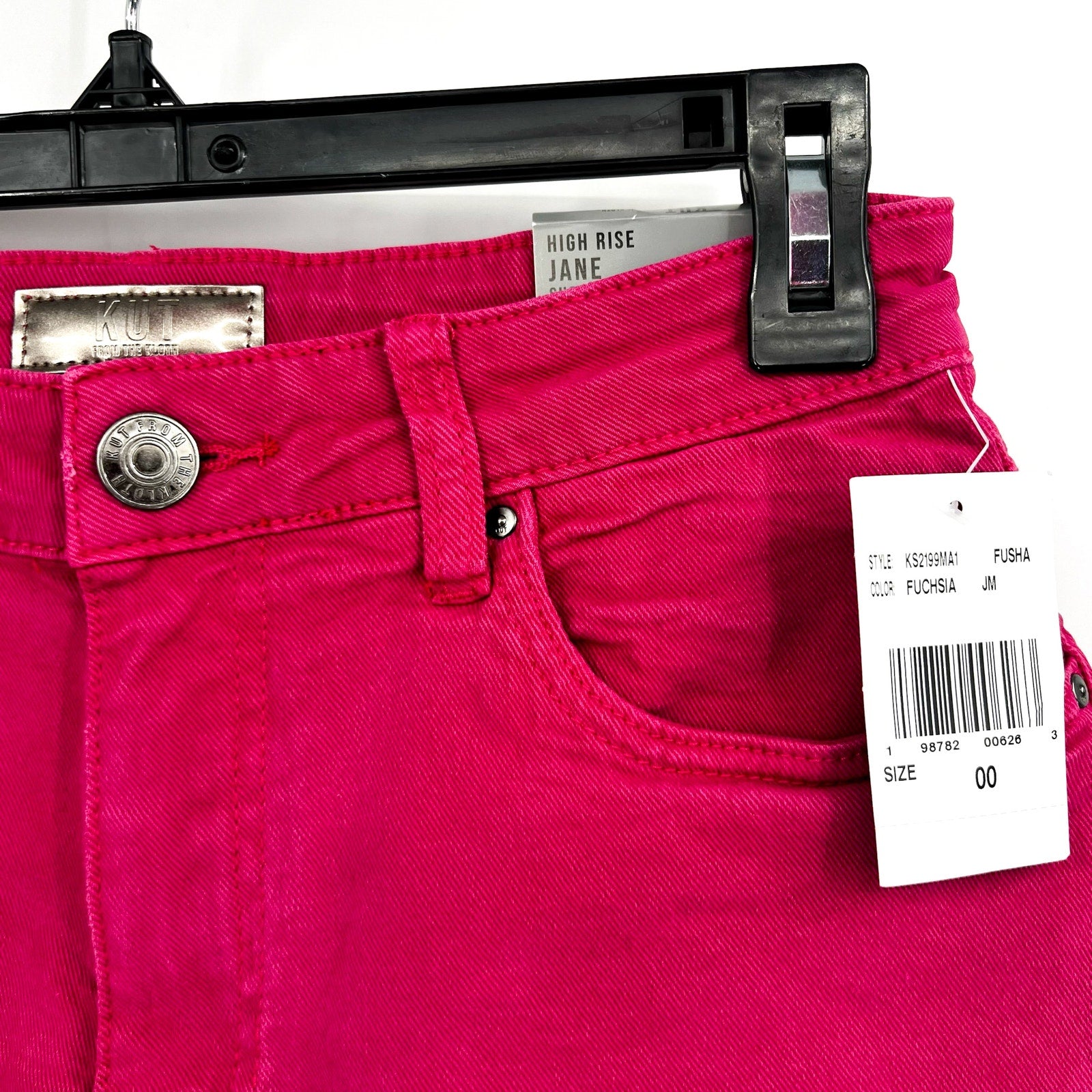 KUT FROM THE KLOTH Womens Jane High Rise Shorts Size 00 Pink Fuchsia Raw Hem NWT