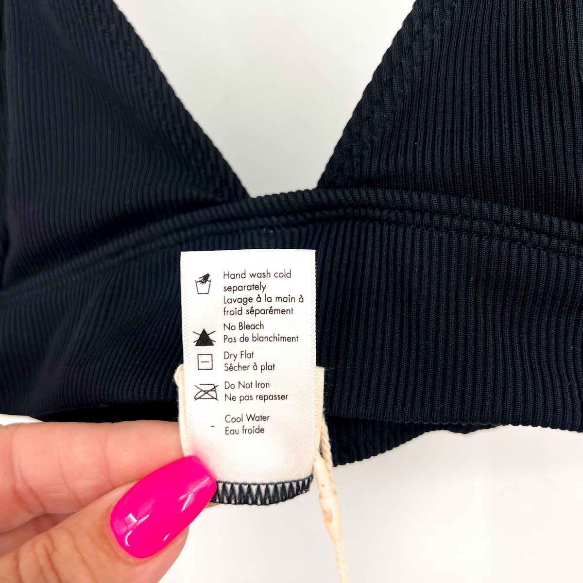 L*SPACE Women's Hailey Rib Bikini Top Medium Black Sweetheart Neck NWT