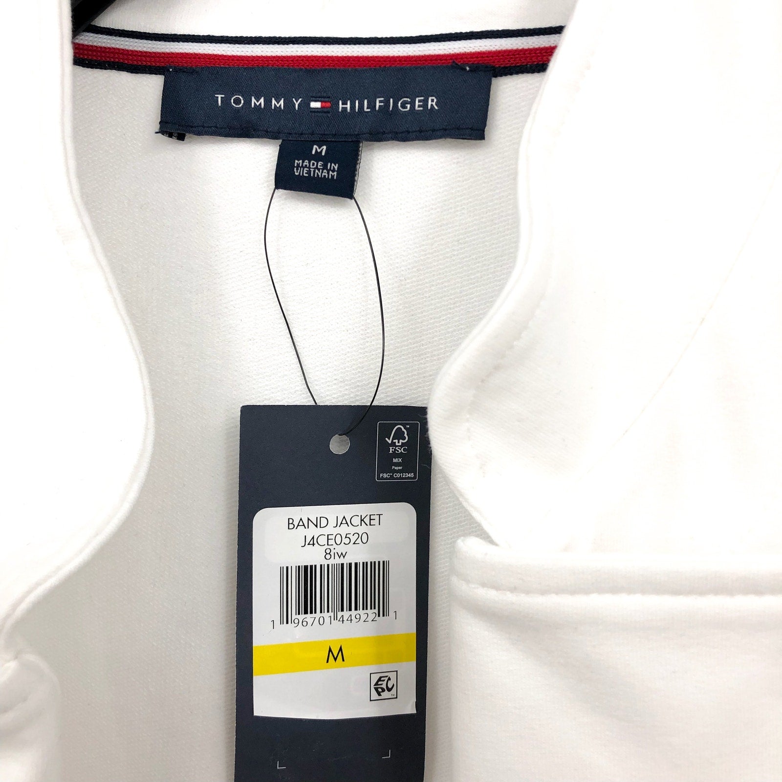 TOMMY HILFIGER Women's Military Band Jacket Medium White Button Front NWT