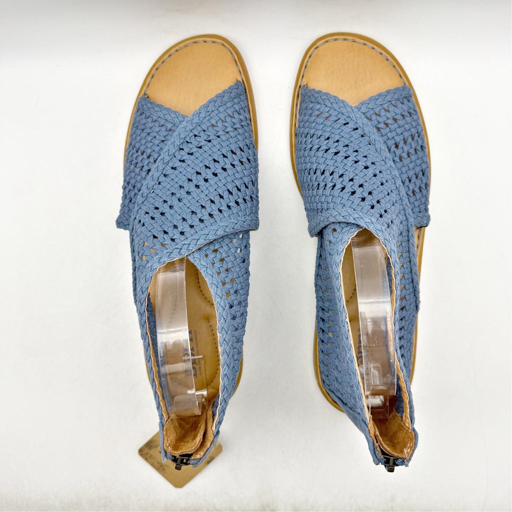 Born Womens Iwa Mac Cross-Front Sandals US 11 M EU 41.5 Blue Fabric NWOB