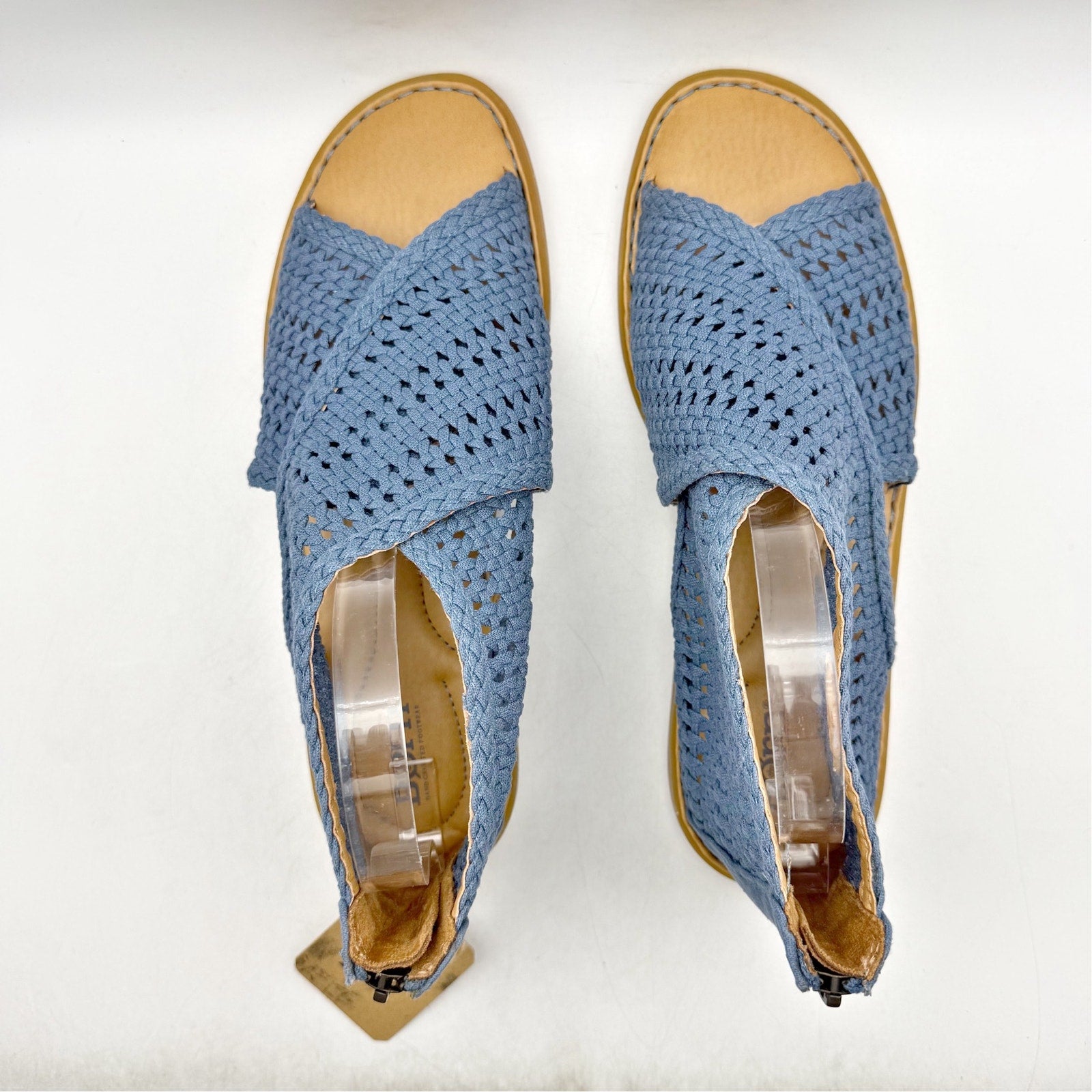 Born Womens Iwa Mac Cross-Front Sandals US 11 M EU 41.5 Blue Fabric NWOB