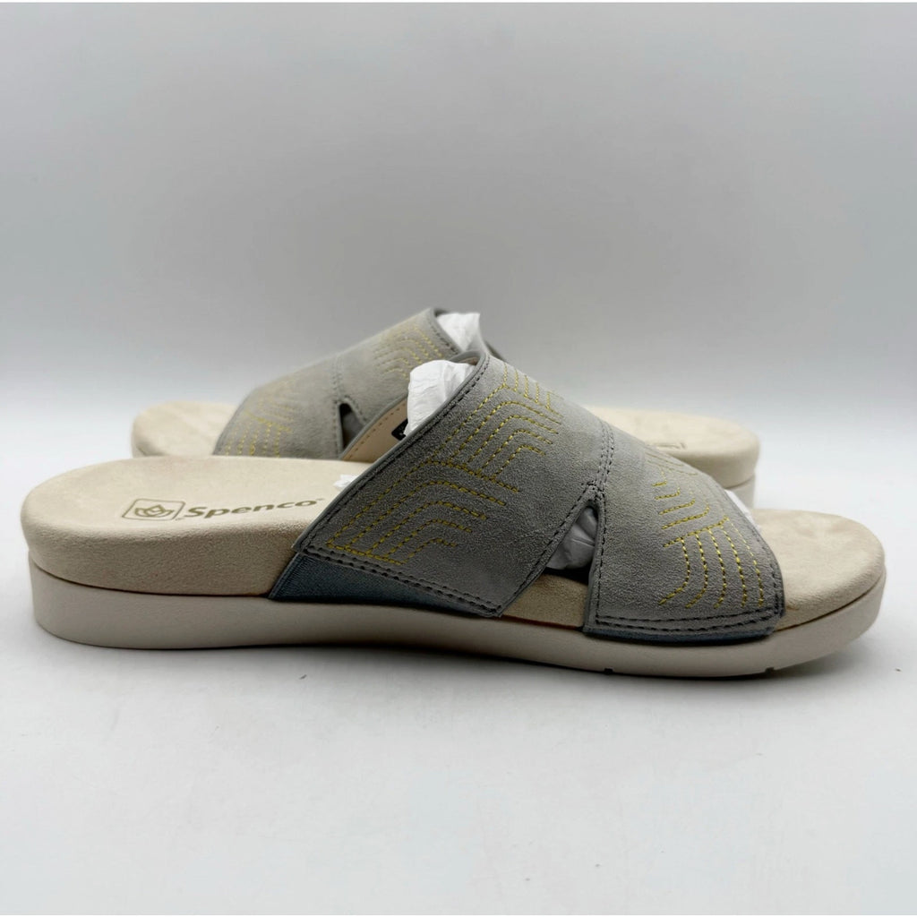 Spenco Womens Twilight Ellie Slide Sandals US 11 WIDE EU 41.5 Grey Leather NIB