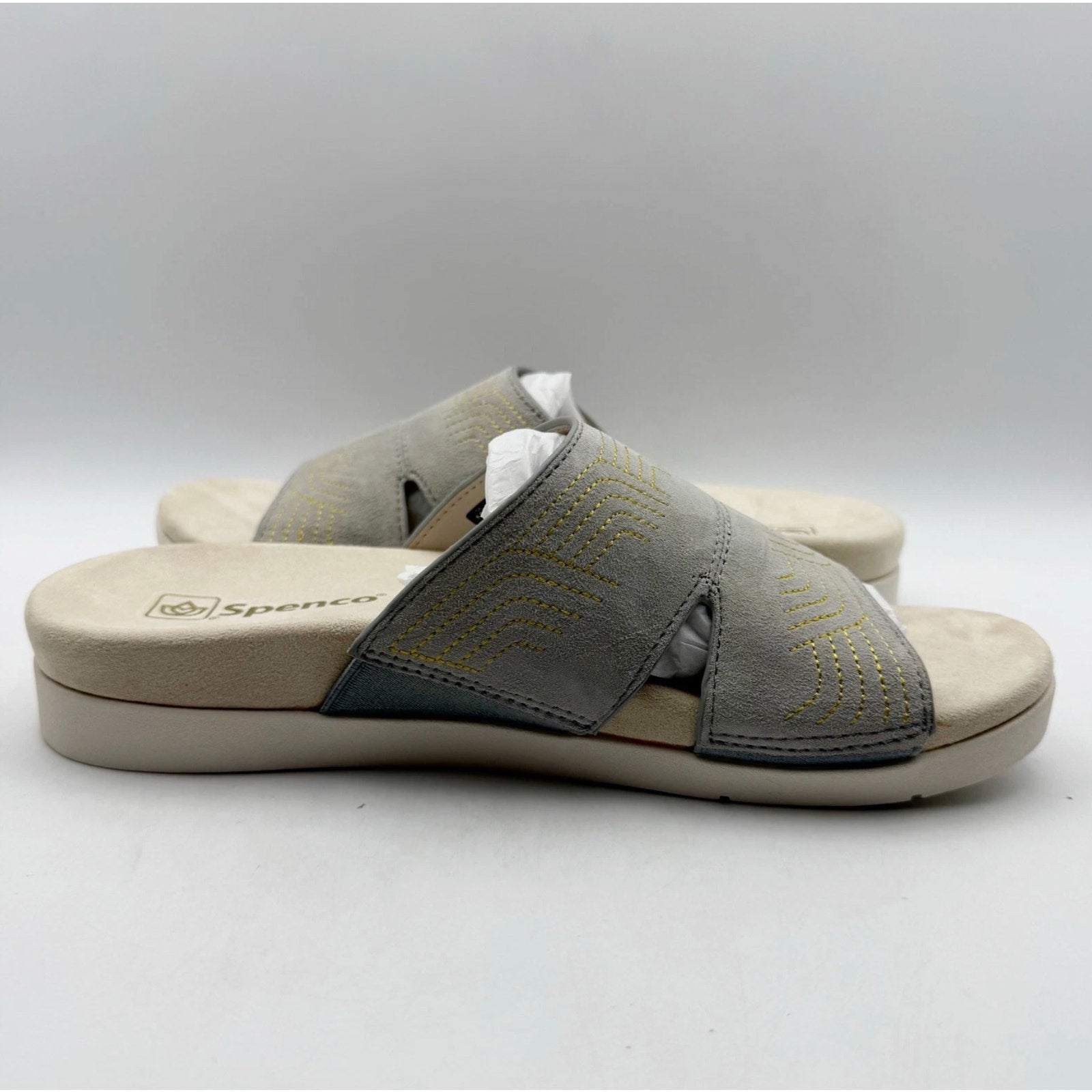 Spenco Womens Twilight Ellie Slide Sandals US 11 WIDE EU 41.5 Grey Leather NIB