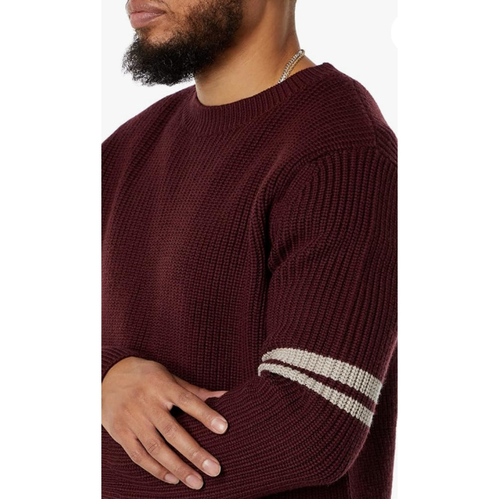 LABEL Men's Go-To Sweater XL Burgundy Red Putty Knit Crewneck Long Sleeve NWT