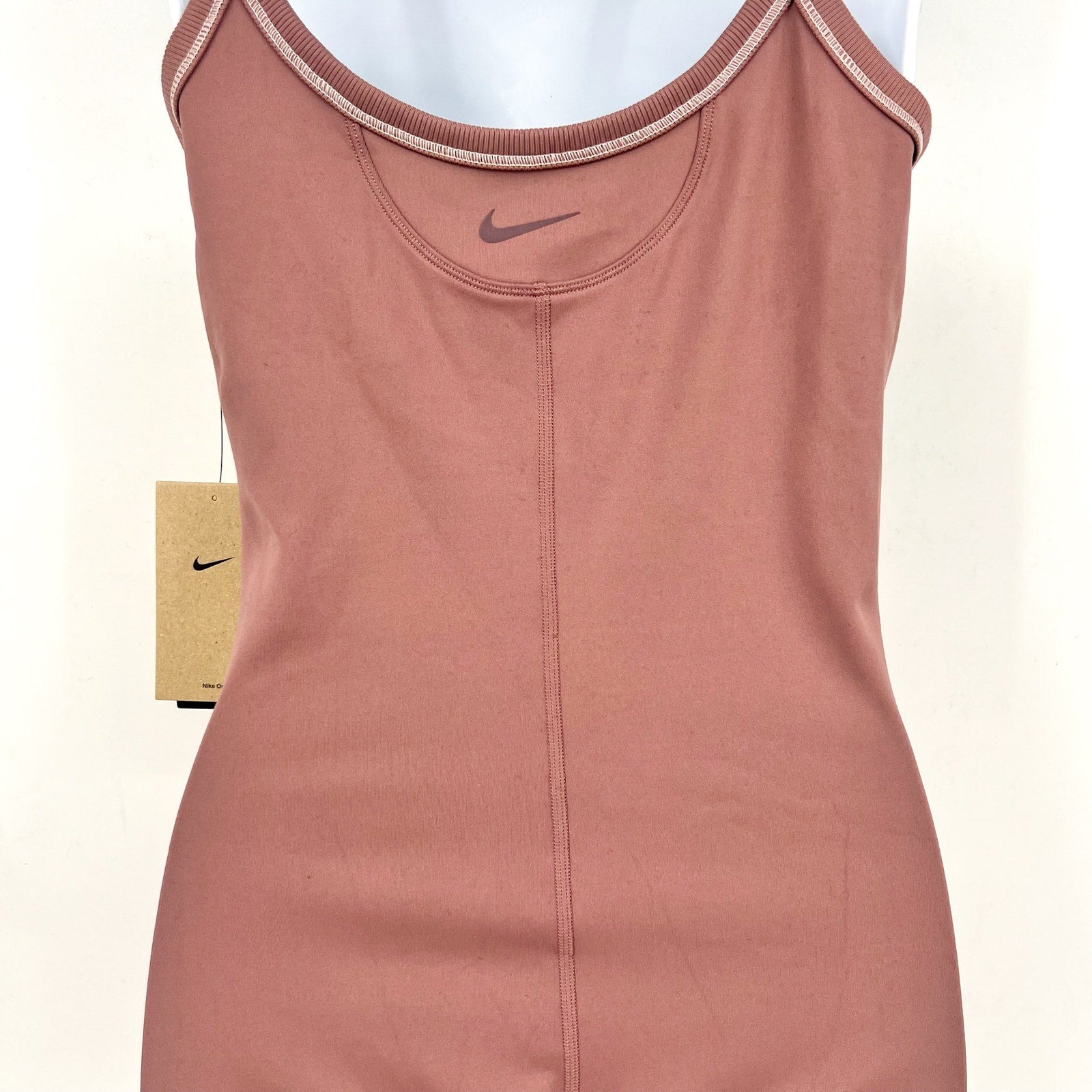 NIKE Women's One Dri-FIT Short Bodysuit Small Pink Smokey Mauve Sleeveless NWT