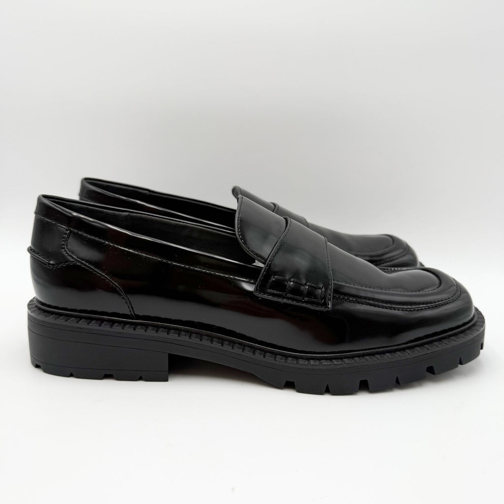 Franco Sarto Womens Darby Loafers Size 10 M EU 41 Black Faux Patent NIB