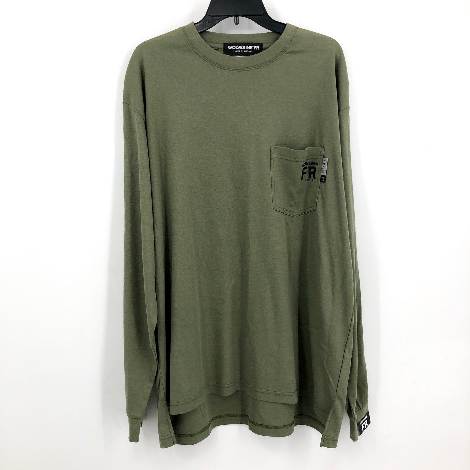 WOLVERINE Mens FireZerO Long Sleeve Tshirt XXL Green Flame Resistant Eagle NWT