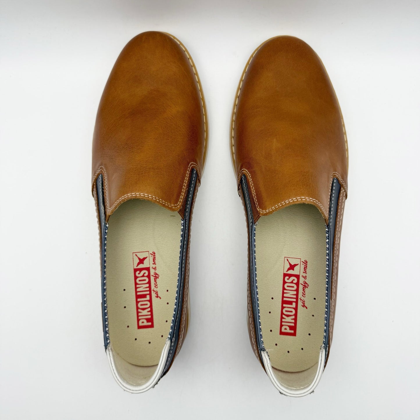 PIKOLINOS Mens Jucar Slip On Loafers EU 41 US 8 Blue Brown Leather NWOB