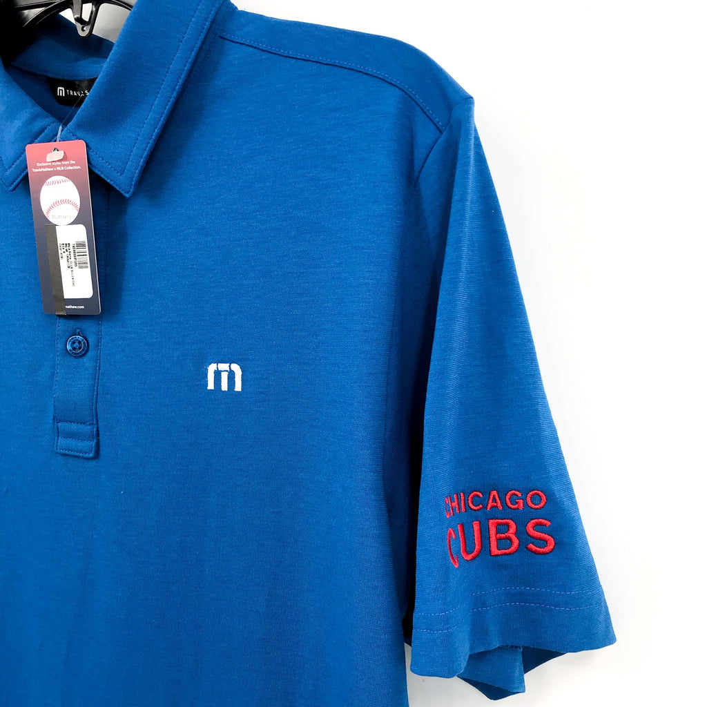 TRAVIS MATHEW Men's Chicago Cubs Club Rules Polo Shirt Small Classic Blue NWT