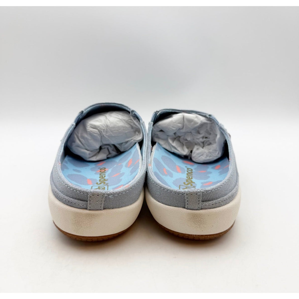 SPENCO Womens Siesta Bokeh Layered Clogs Size 7.5 EU 38 Blue Fog Suede NIB