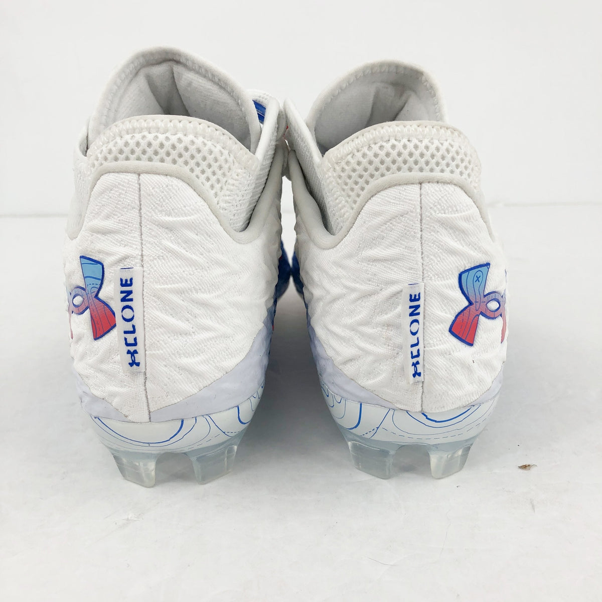 Under Armour Spotlight Clone 4 MC TX Football Cleats Mens 8.5 White Blue NWOB