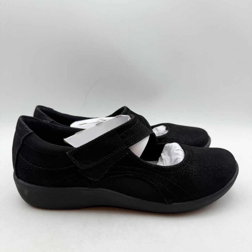 Clarks Womens Sillian Bella Mary Jane Shoes Size 7 M Black Vegan Nubuck NIB