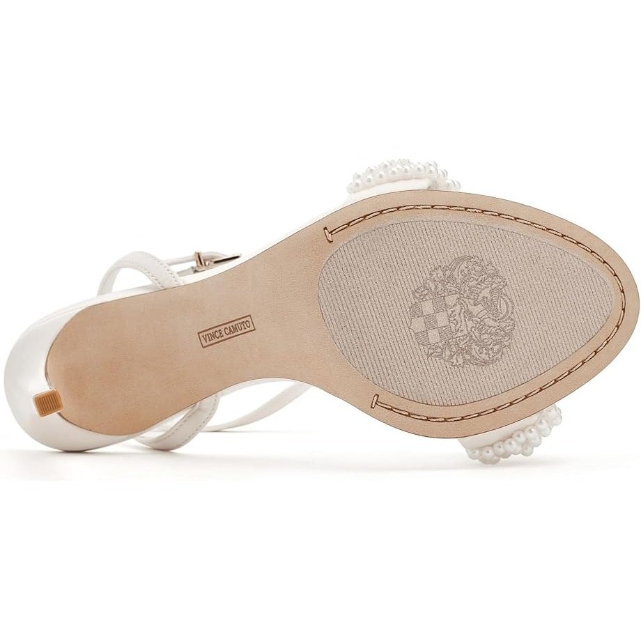 Vince Camuto Womens Arleem Pearl Beaded High Heel Sandals Size 8 Off White NWOB