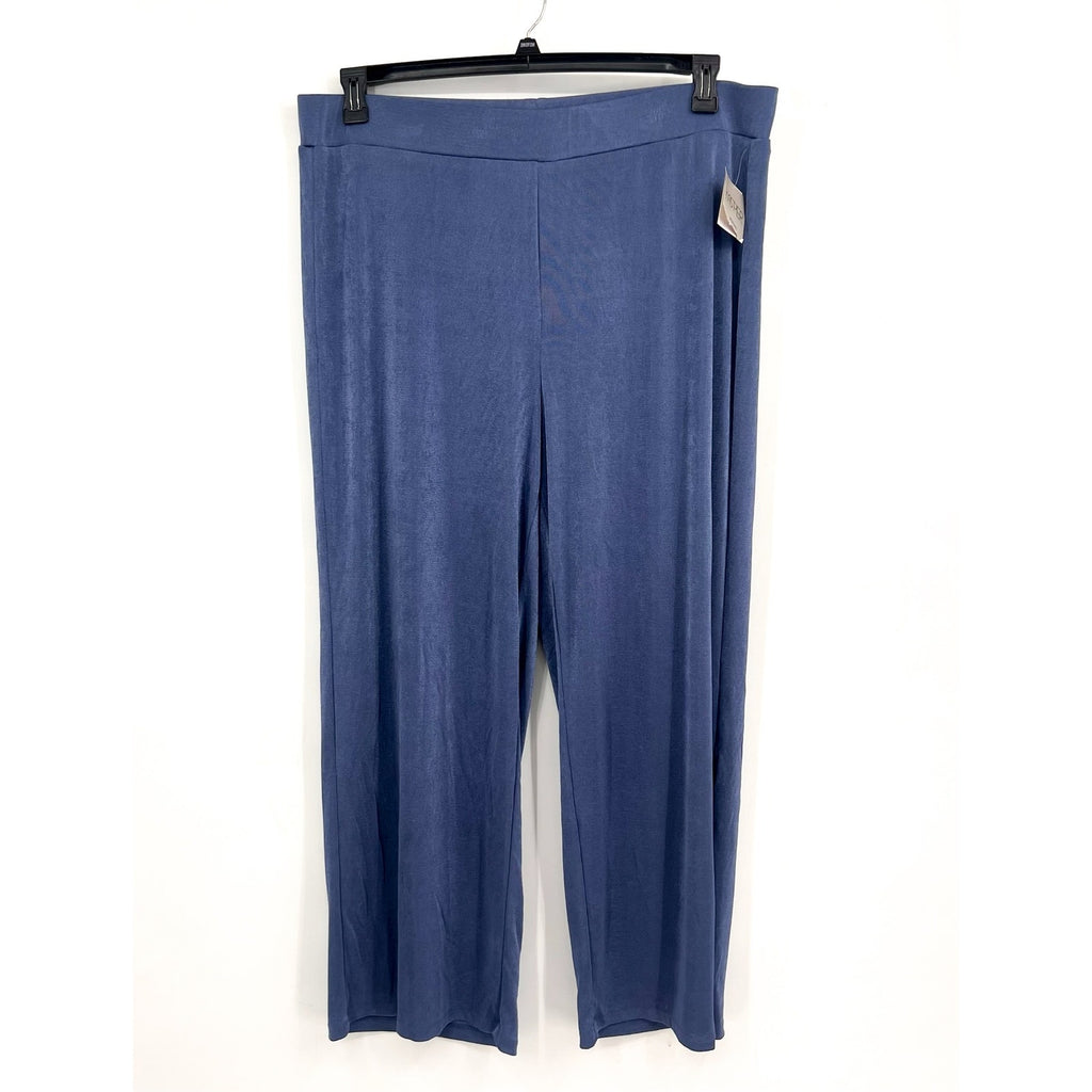 KASPER Women's Traveler's Knit Pull-On Wide-Leg Pants 2X Plus Blue Heron NWT