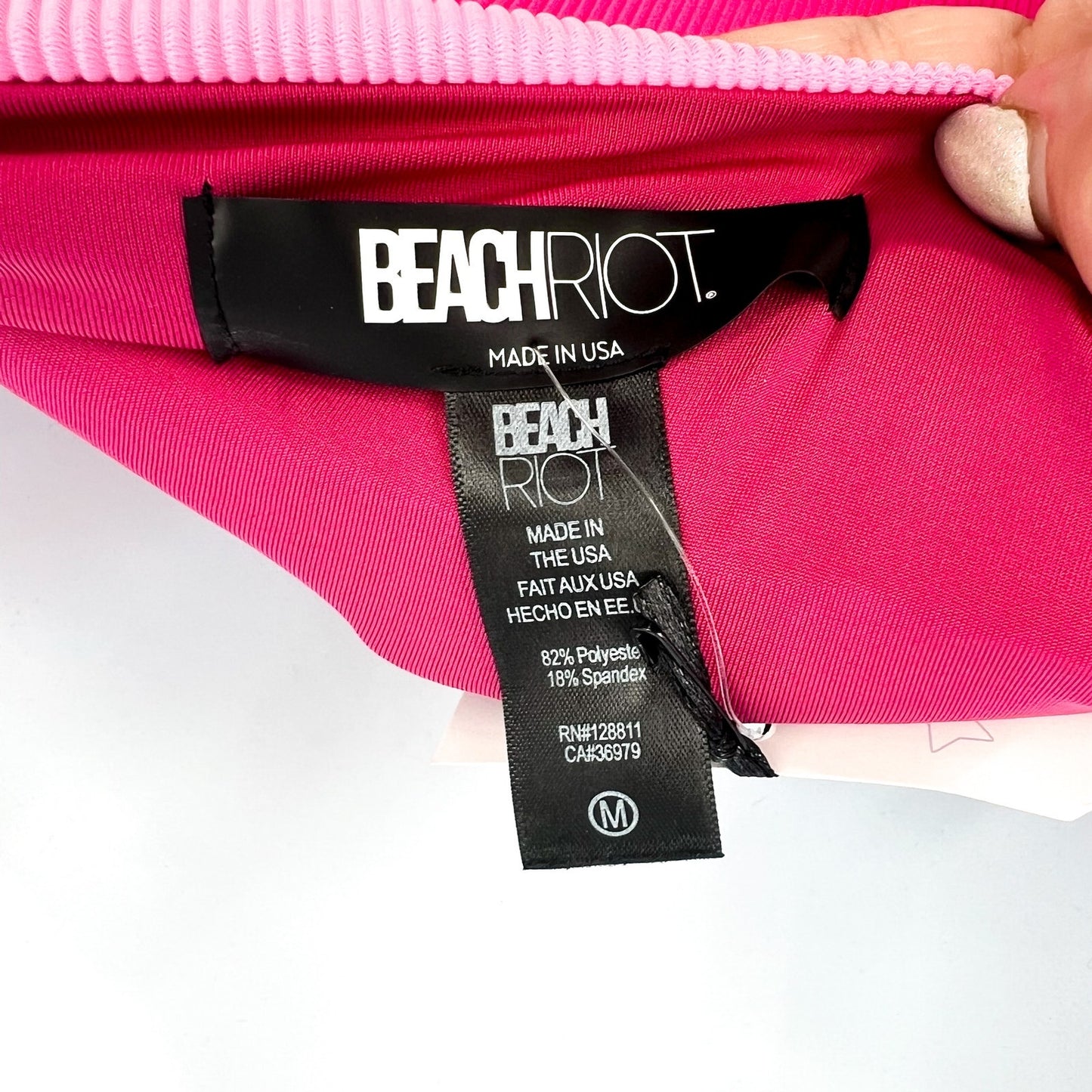 BEACH RIOT Jessa Bandeau One Piece Swimsuit Medium Pink Raspberry Colorblock NWT