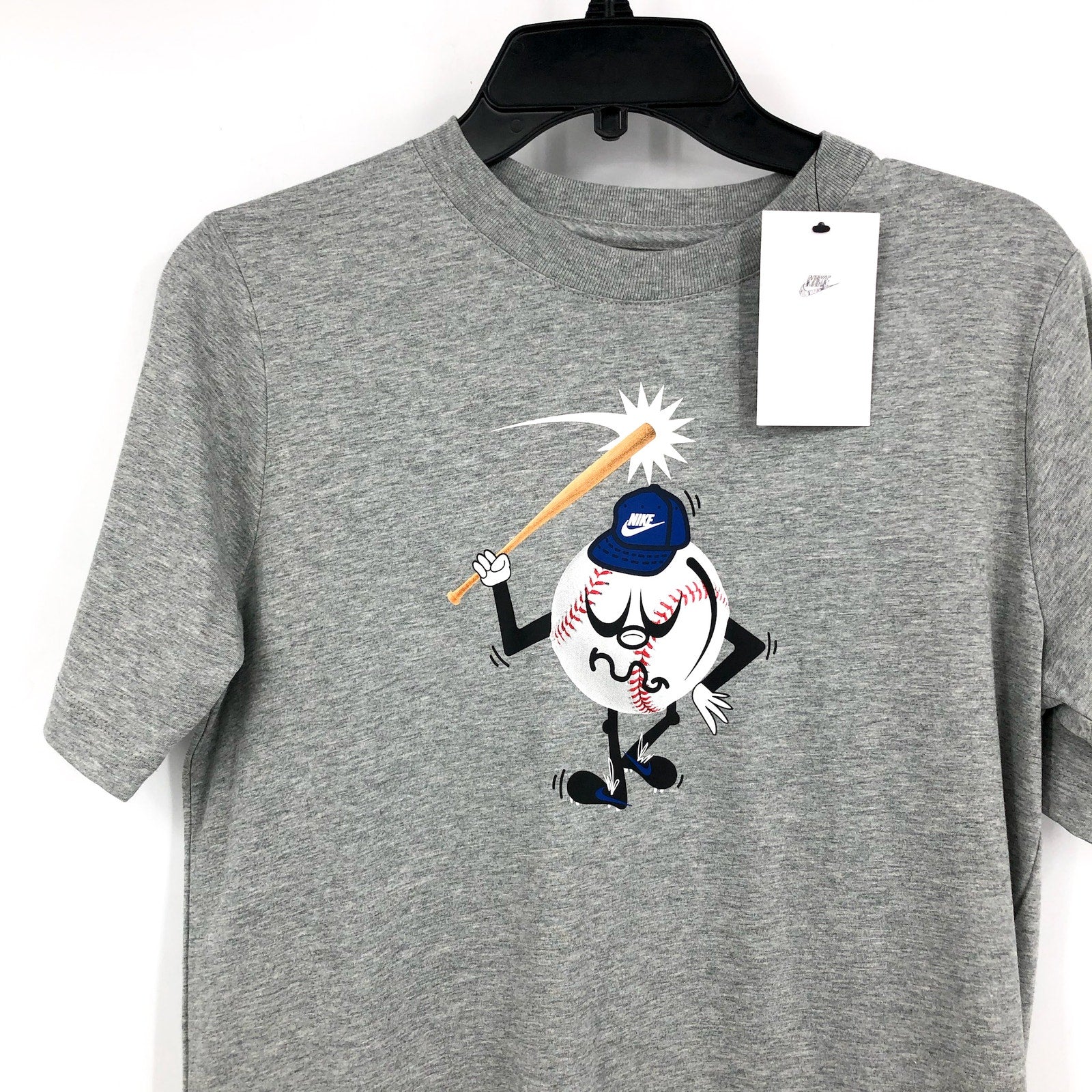 NIKE Big Kid's Relaxed NSW Baseball Graphic T-Shirt XL Heather Gray NWT