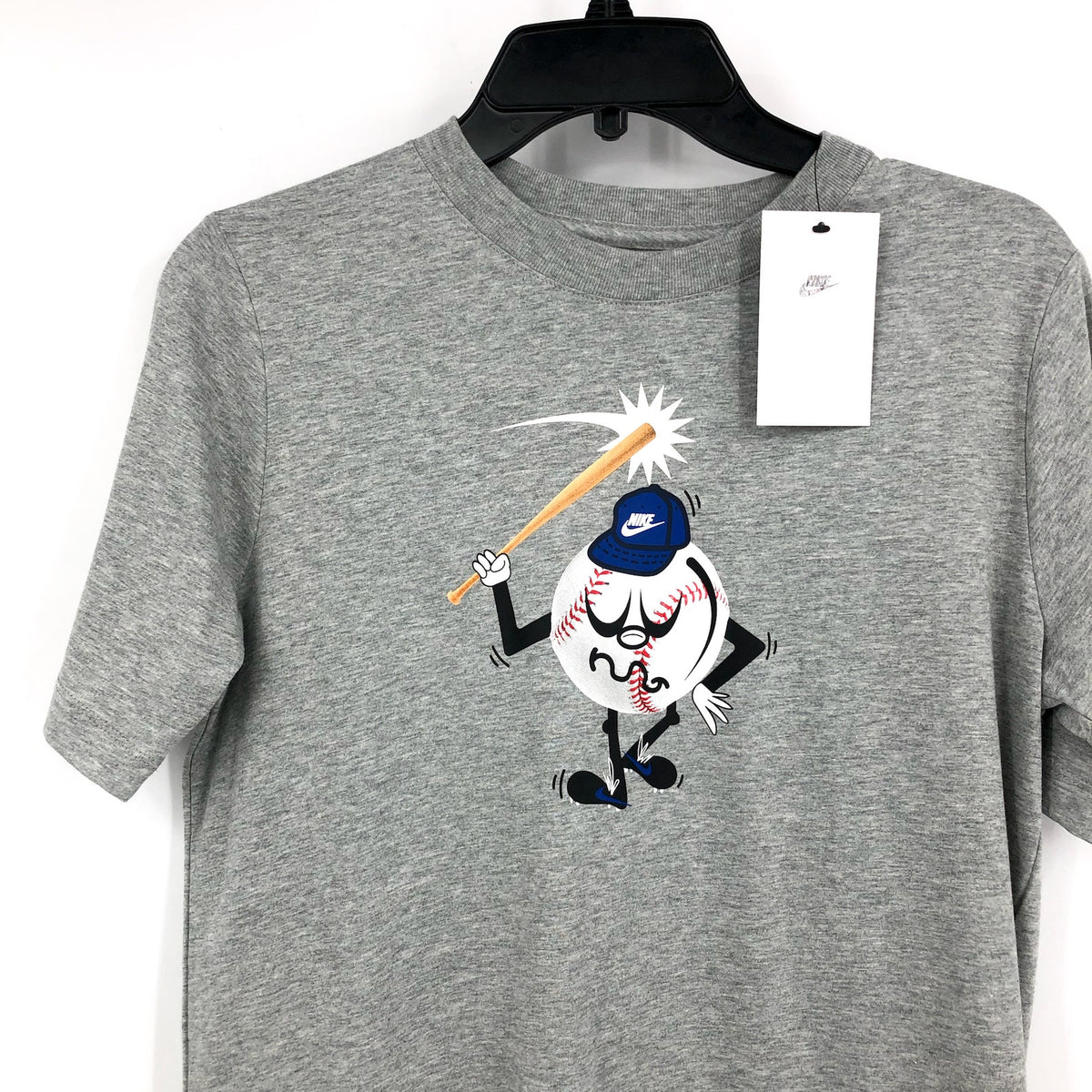 NIKE Big Kid's Relaxed NSW Baseball Graphic T-Shirt XL Heather Gray NWT