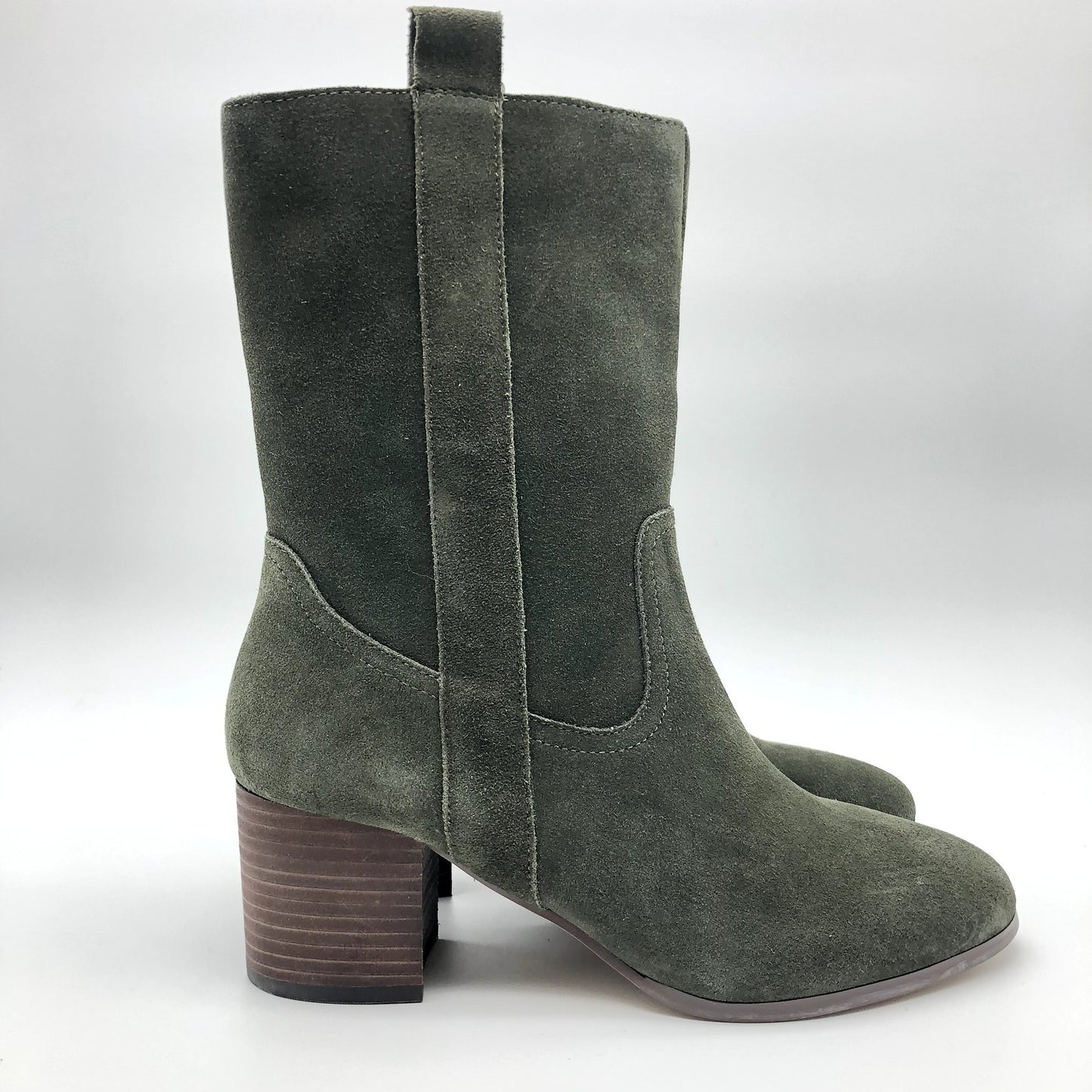 Violet & Red Womens Jarah Mid Calf Western Boot Size 6 Green Suede NWOB