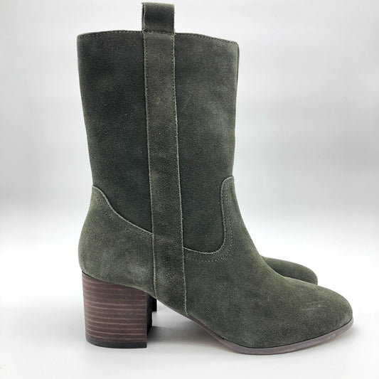 Violet & Red Womens Jarah Mid Calf Western Boot Size 6 Green Suede NWOB
