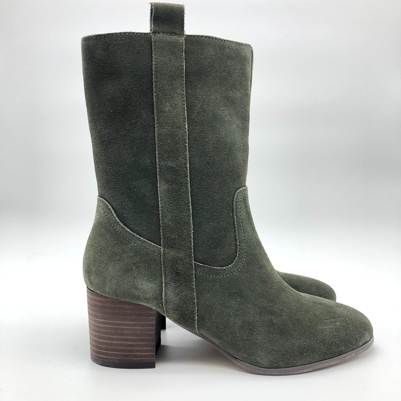 Violet & Red Womens Jarah Western Boot Size 6 Green Suede Mid Calf NWOB