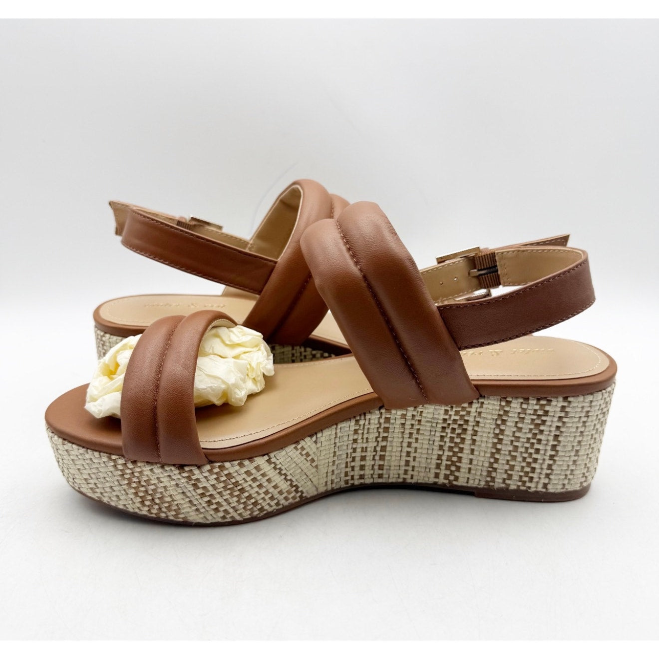 Violet & Red Women's Casey Wedge Sandal Size 8.5 Brown Tan Leather Platform NWOB