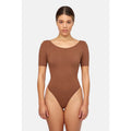 LACAUSA ANTHROPOLOGIE Womens Dawn Bodysuit Large Mocha Brown Short Sleeve NWT