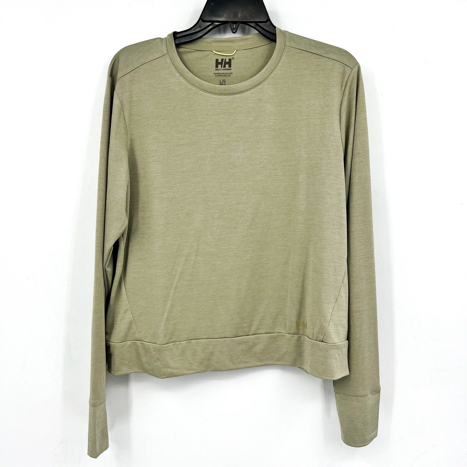 HELLY HANSEN Women's Sval Long Sleeve Shirt Large Green Light Lav Crewneck NWT
