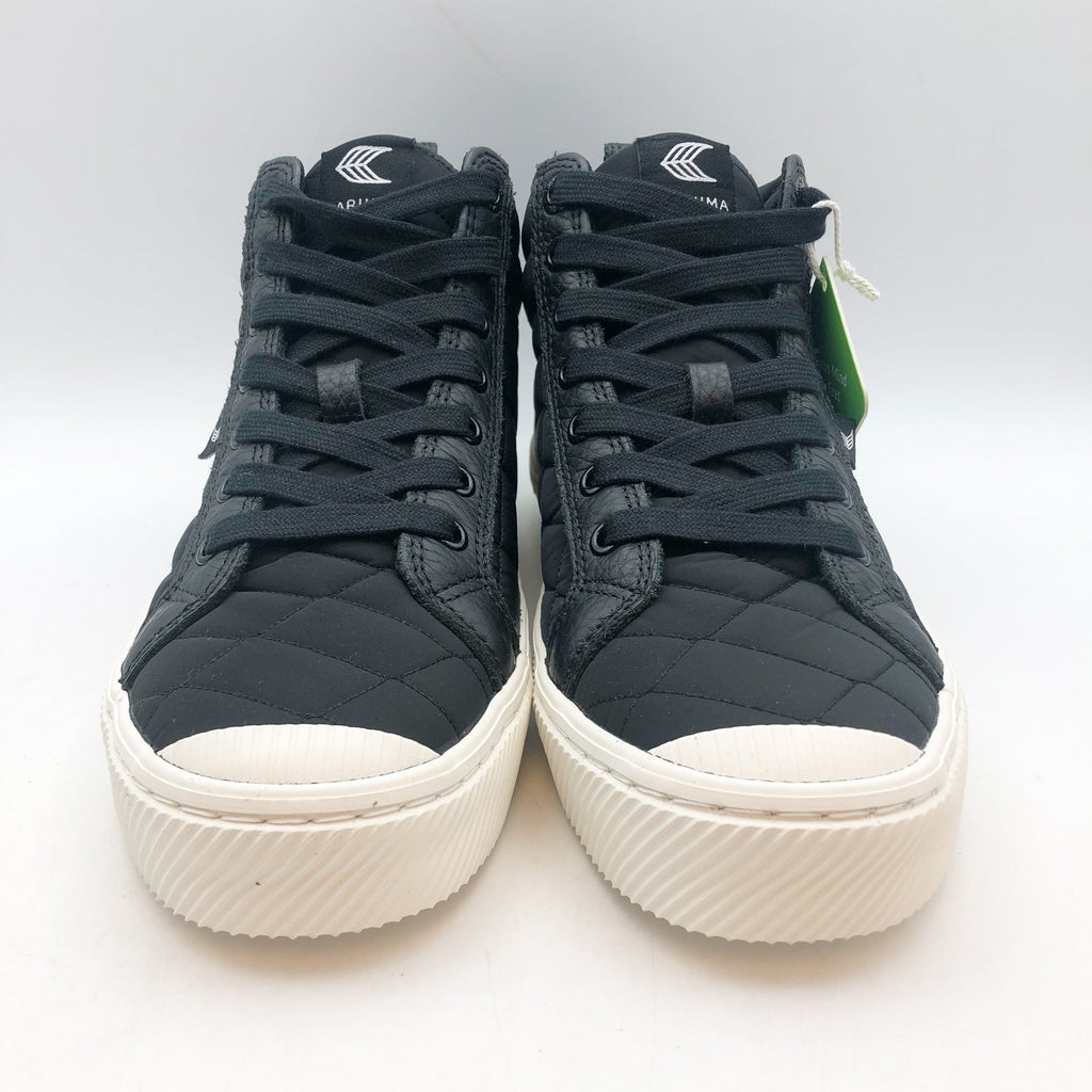 Cariuma Womens OCA High Sneakers Size 8 EU 9 Black Quilted Premium Leather NIB