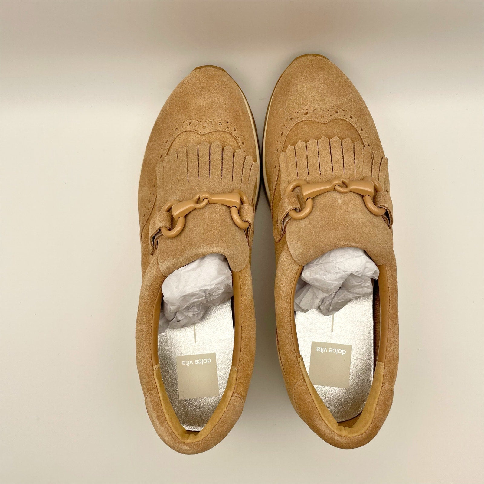 Dolce Vita Womens Jhax Casual Sneakers US 9.5 Tan Suede Slip On NIB