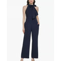 VINCE CAMUTO Signature Crepe Bow Jumpsuit Size 16 Navy Blue Halter Neck NWT