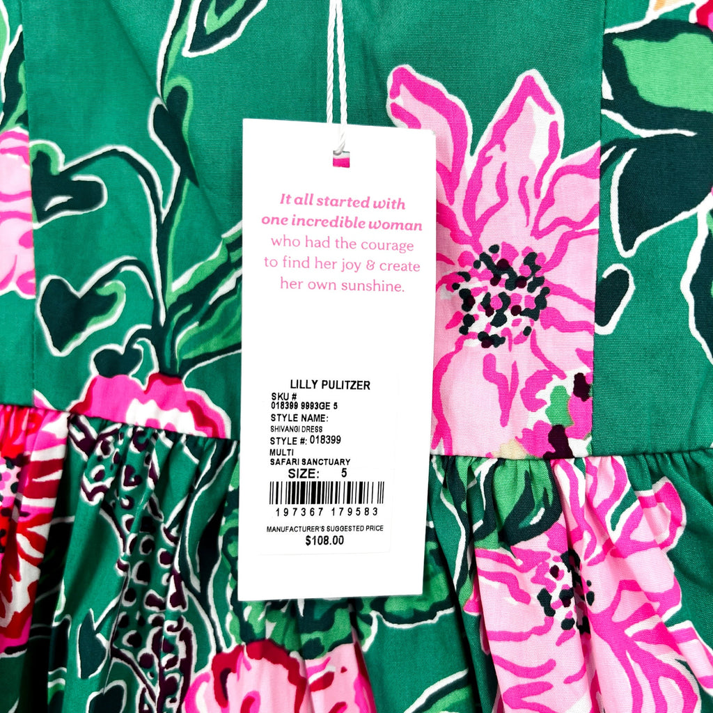 LILLY PULITZER Shivangi Dress Girls 5 Green Safari Sanctuary Short Sleeve NWT